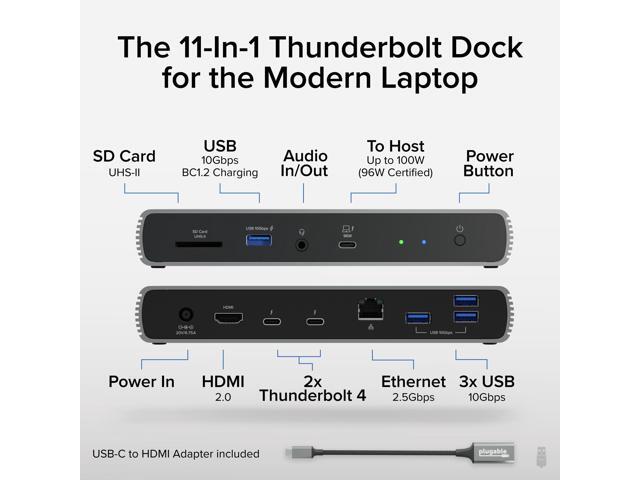 Plugable Thunderbolt 4 & USB4 HDMI Docking Station with 96W Charging - image 2