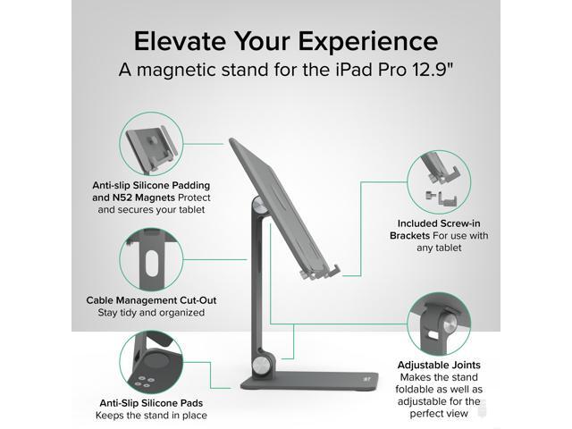 Plugable Magnetic Tablet Holder for MagSafe iPad Pro 12.9 Stand Portable Foldable 360° Rotating Stand (AMS-STAND13)