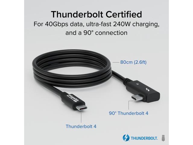 Plugable Thunderbolt 4 Cable Right Angle 40Gbps with 240W EPR Charging - image 2
