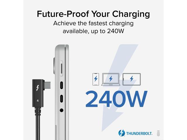 Plugable Thunderbolt 4 Cable Right Angle 40Gbps with 240W EPR Charging - image 5
