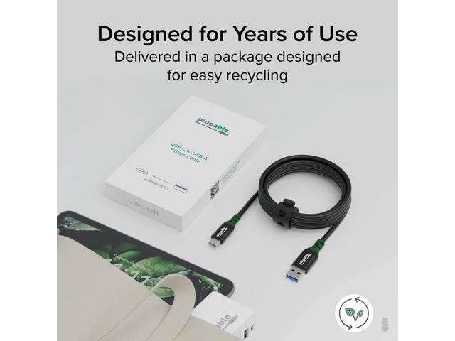 Plugable USB-C to USB-A Cable for Data and Charging (6.6ft /2m) - image 5