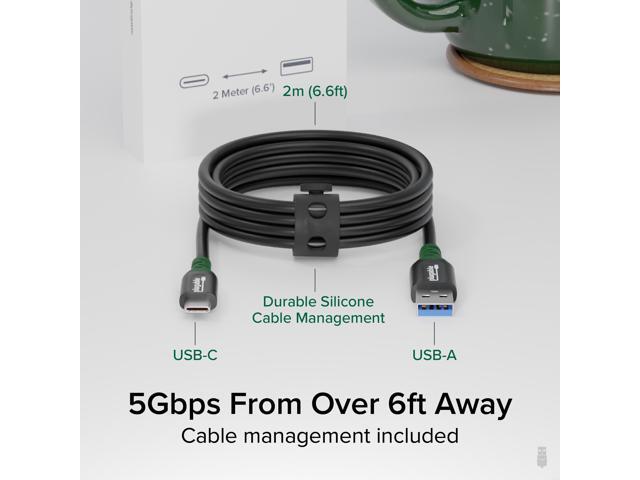 Plugable USB-C to USB-A Cable for Data and Charging (6.6ft /2m) - image 2