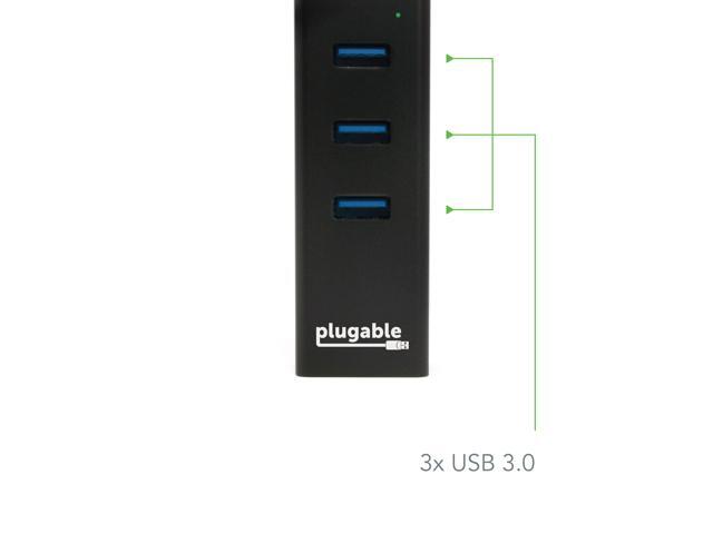 Plugable USB Hub with Ethernet, 3 Port USB 3.0 Bus Powered Hub with Gigabit Ethernet - image 4