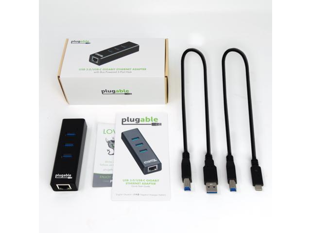 Plugable USB Hub with Ethernet, 3 Port USB 3.0 Bus Powered Hub with Gigabit Ethernet - image 8