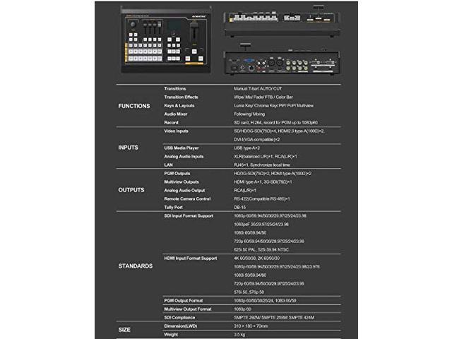 AVMATRIX VS0605 6CH SDI/HDMI Multi-Format Video Switcher Multiformat Input:SD, HD,FHD
