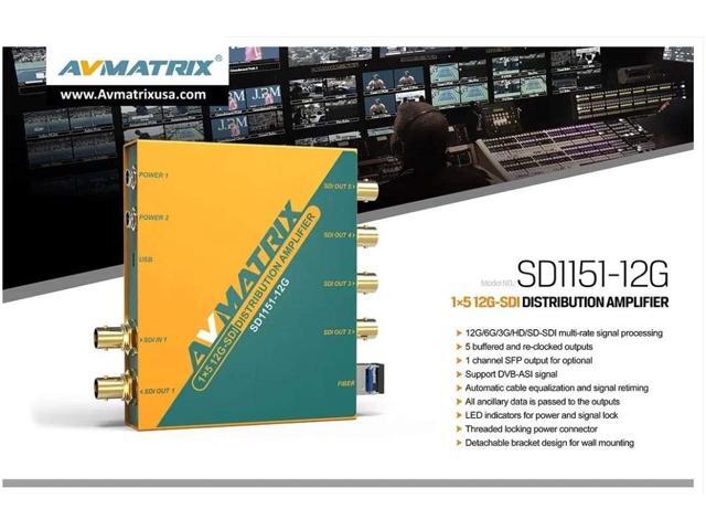 AVMATRIX SD1151-12G 1×5 12G-SDI Reclocking Distribution Amplifier Support DVB-ASI Signal