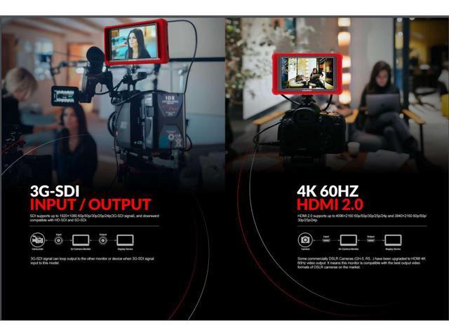 LILLIPUT On-Camera Monitor FS5 5.4 inch 60HZ 4K HDMI 2.0 3G 3D-LUT Waveform SDI Video Assist 1920x1200 Full HD with Silicone Case