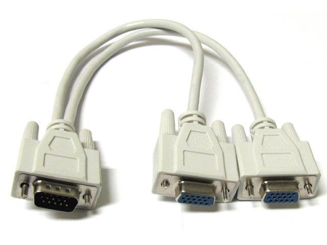 1 PC TO 2 VGA SVGA MONITOR Y SPLITTER CABLE 15 PIN 1 VGA Male to 2 VGA Female