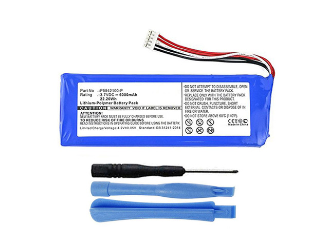 6000mAh P5542100-P, 5542110P Battery Replacement Compatible with JBL Pulse 2, JBL Pulse 3 Waterproof Bluetooth Speaker with Installation Tools.