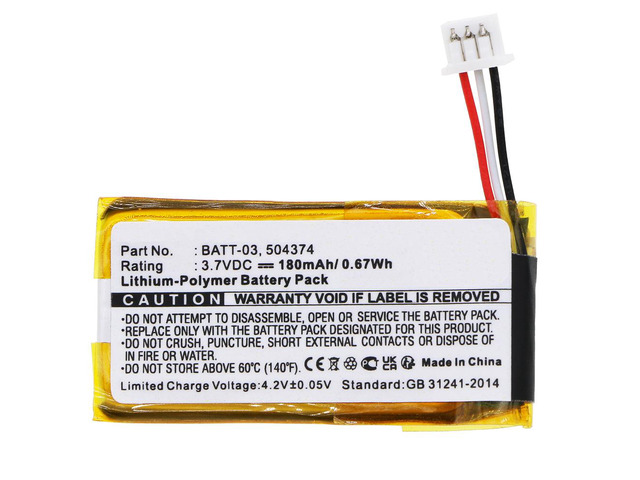 180mAh 504374, AHB401835T, BATT-03 Battery Replacement for Sennheiser DW Office, DW Office ML, DW Pro1, DW Pro2, MB Pro 1, MB Pro 2, OfficeRunner,...