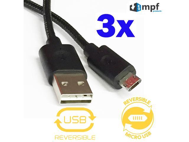 3 Pack Double-Sided Reversible Micro USB to Reversible USB 2.0 Sync/Charging Cable Cord for Android, BlackBerry, HTC LG, Motorola, Nexus, Samsung &...