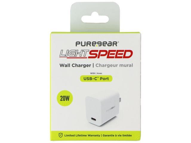 PureGear LightSpeed (20-Watt) USB-C Wall Charger Travel Adapter - White