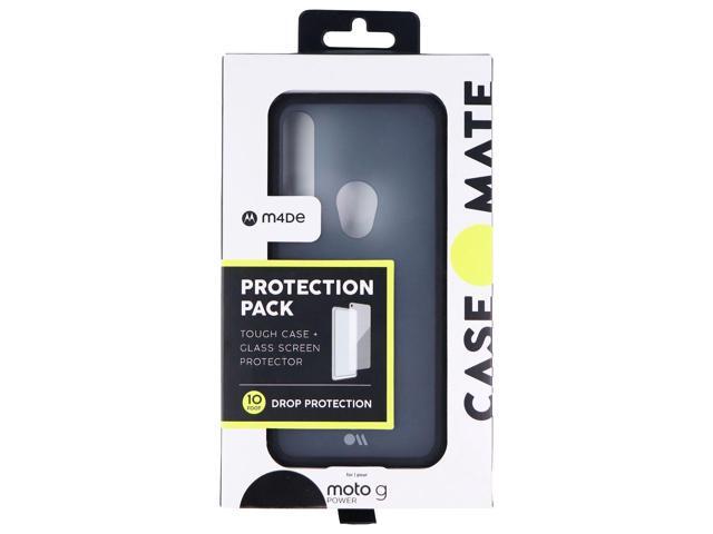 Case-Mate Tough Case + Glass Protector for Moto G Power - Dark Blue Tinted/Black