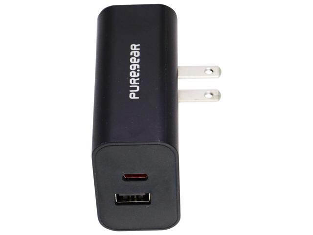 PureGear LightSpeed Dual USB-C and USB-A Universal Wall Charger - Black