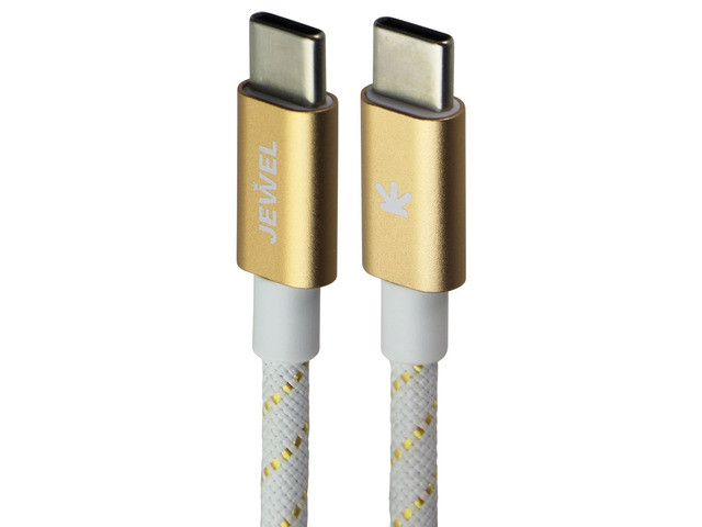 JEWEL (4Ft) USB-C to USB-C Charging Cable - White / Gold