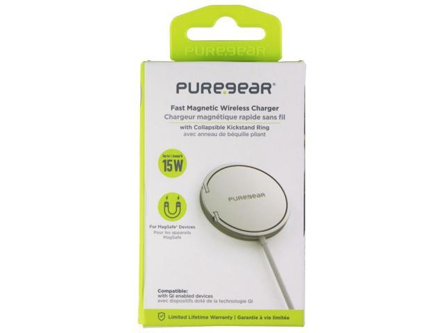 PureGear 15W Fast Magnetic (MagSafe) Wireless Charger - Silver/White (63871PG)