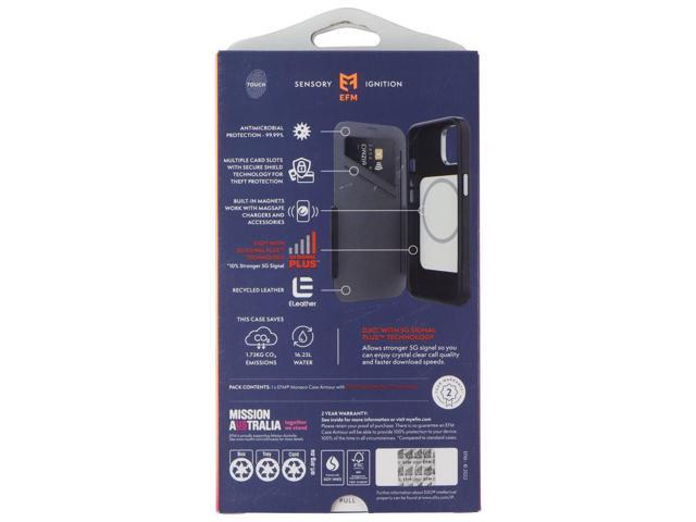 EFM Monaco Wallet Folio Case for MagSafe for Apple iPhone 14 Plus - Black/Gray