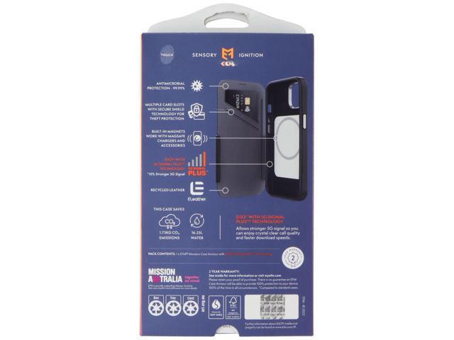 EFM Monaco Wallet Folio Case for MagSafe for iPhone 14 Pro Max - Black/Gray