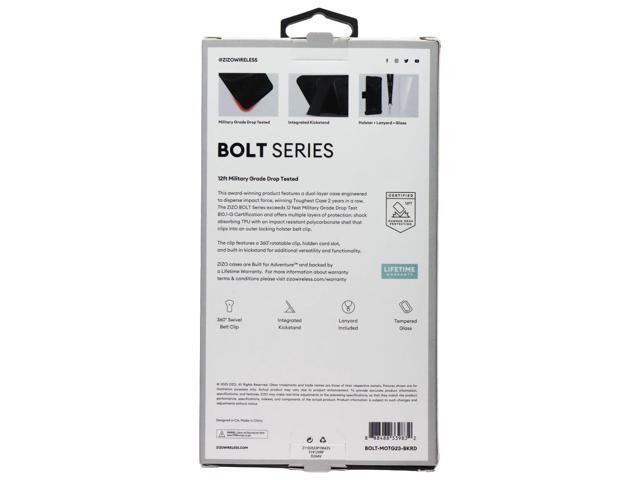 Zizo BOLT Series Case and Holster for Motorola Moto G 5G (2023) - Black/Red