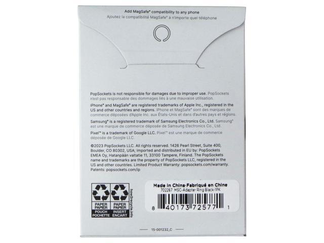 PopSockets - MagSafe PopGrip Universal Magnetic Grip & Stand with Adapter Ring for Cell Phones - Alum Black Speckle - image 2