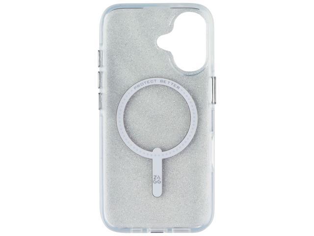 ZAGG Milan Snap Series Case for MagSafe for iPhone 16 - White Glitter Swirl