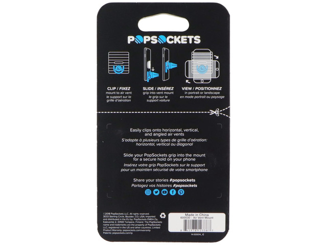 PopSockets Car Vent Mount for PopGrips - Black