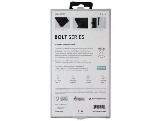 ZIZO Bolt Bundle with Case/Holster/Tempered Glass for iPhone 15 Plus - Black/Red