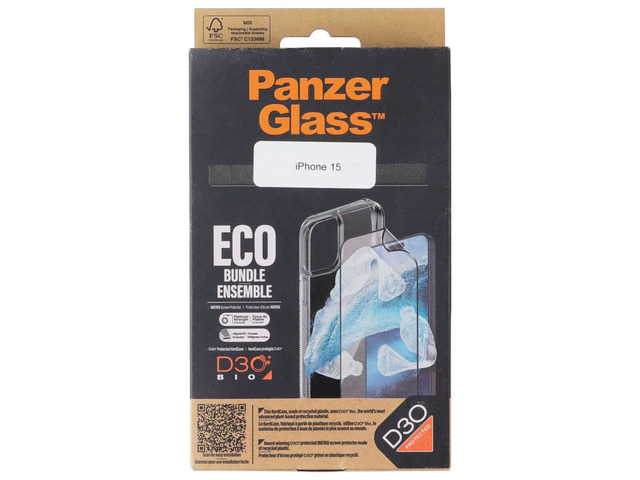PanzerGlass Eco Bundle with Screen Protector + Case for iPhone 15 - Clear