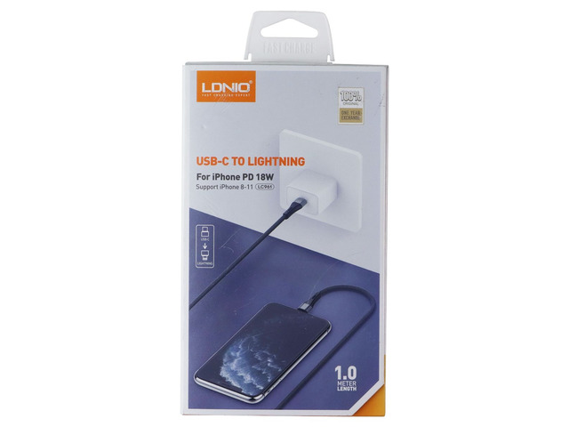 LDNIO 100 CM USB-C to Lightning (8-Pin) Cable - Gray