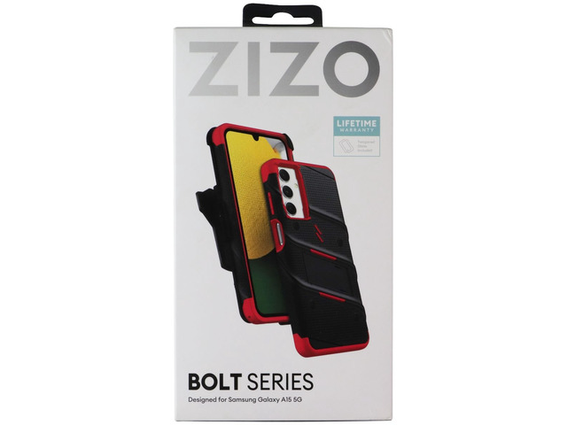 ZIZO Bolt Bundle (Case/Holster/Screen) for Samsung Galaxy A15 5G - Black/Red