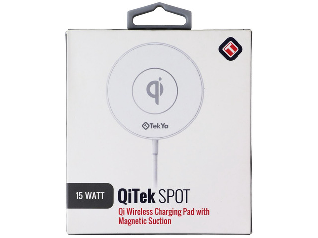 TekYa (15W) QiTek Spot Qi Wireless Charging Pad with Magnetic Suction - White