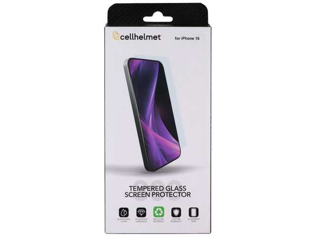 CellHelmet Tempered Glass Screen Protector with Align Tray for Apple iPhone 16