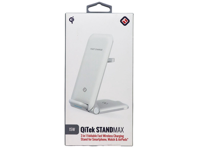 Tekya QiTek StandMax (15W) 3-in-1 Foldable Fast Wireless Charge Stand - White