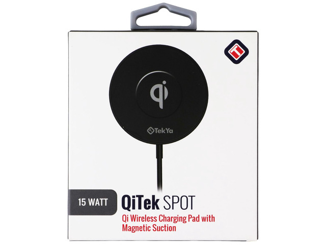 TekYa (15W) QiTek Spot Qi Wireless Charging Pad with Magnetic Suction - Black
