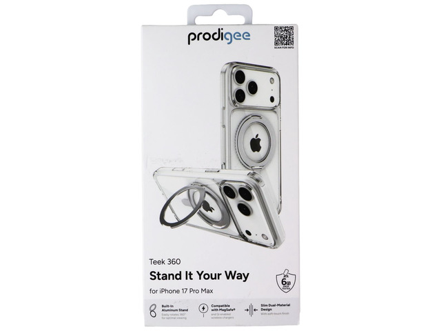 Prodigee Teek 360 Kickstand Case for MagSafe for Apple iPhone 17 Pro Max - Clear