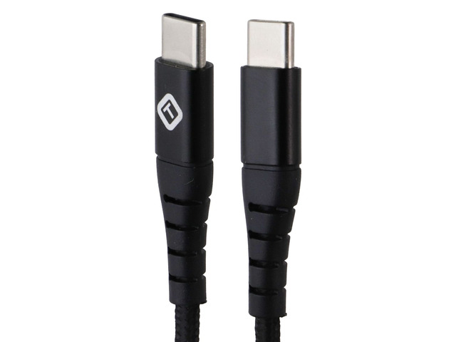 TekYa (6-Foot) Braided Cable - Power Delivery USB-C to USB-C - Black