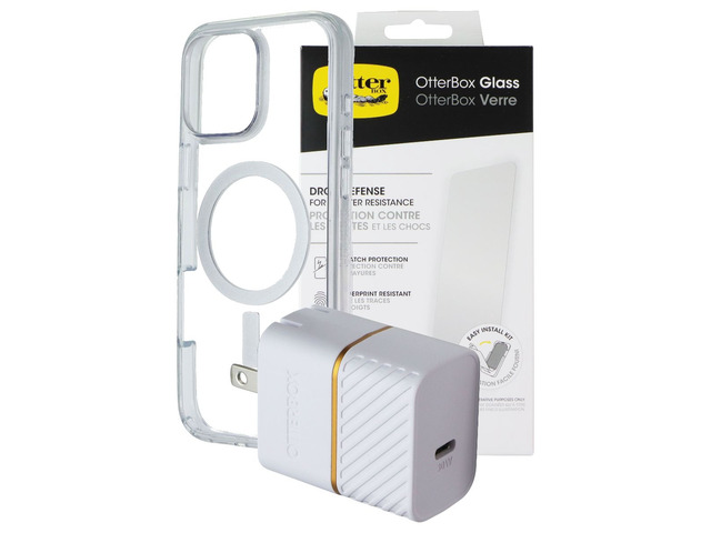 OtterBox Protection + Power Kit for MagSafe for iPhone 16 Pro Max - Clear/White