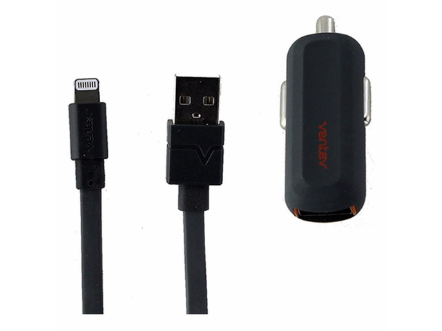Ventev - dashport r1240 Car Charger with 8-Pin Lightning Cable for Apple iPhone 5S, 5C (Gray) - 2.4AVPA8PVNV