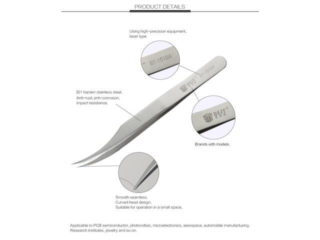 BST-151SA Stainless Steel Eyebrow Tweezer Repair Tools Hyperfine High Precision Anti Acid Tweezers