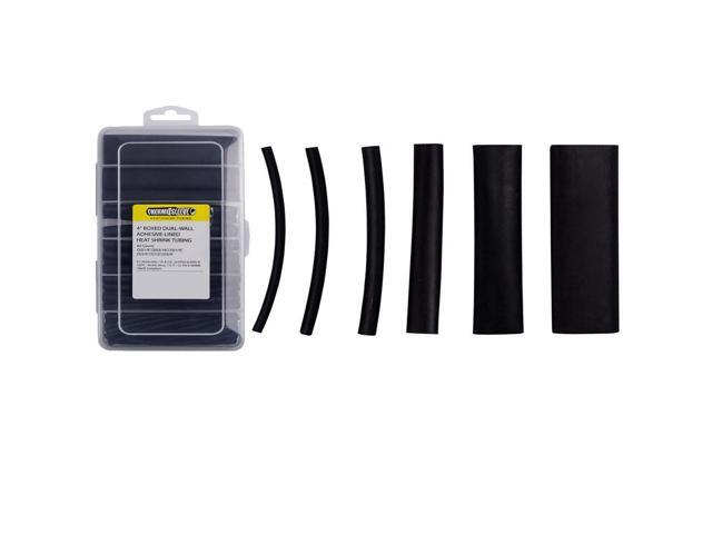 The Install Bay IBHST62AB 62 Pc Dual Wall Heat Shrink Kit - 4in Assorted 3:1 Black