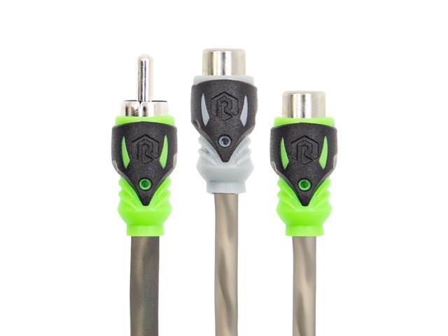 Raptor R5Y2 PRO Series 2 Channel Visible Dual Twist RCA Y Adaptor 2 Female 1 Male
