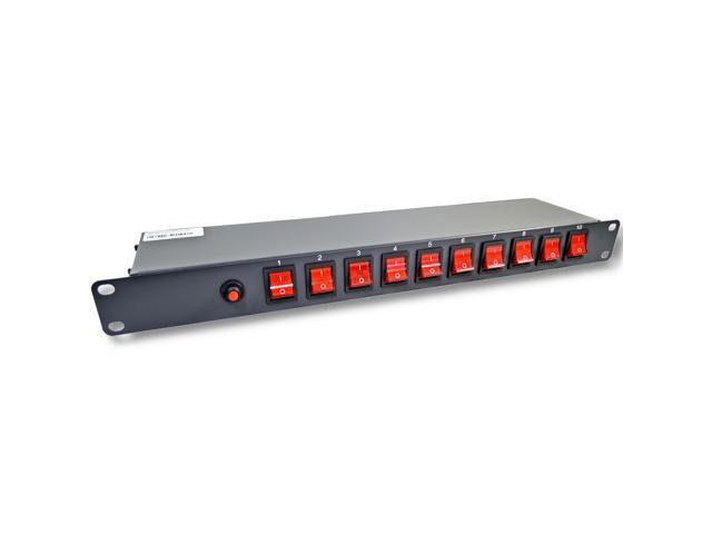 10 Outlet 15 Amps 125V Power Strip 19' 1U Rack Mount PDU Surge Protector and Switch Control