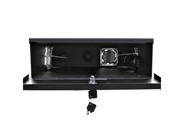 heavy duty 15' x 15' x 5' dvr security lock box 16 gauge with exhaust fan for cctv security systems - black