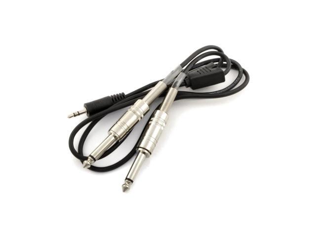 AUX 3.5-Inch MP3 to DUAL 1/4-Inch Speaker Cable Y Adapter Plug Jack Black (6FT)