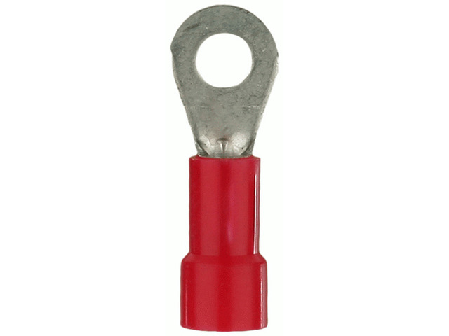 The Install Bay RVRT6 Red Vinyl Insulated 22/18 Gauge #6 Ring Terminal (100/pk)