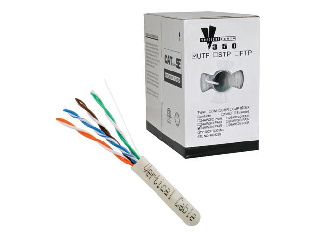 CAT5E CMX Outdoor 24 AWG 8 Conductor Solid Bare Copper White 1000' ft Cable Wire