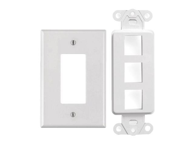 White 3 Port Decora Keystone Snap-in Jack Modular Wall Insert Cover Plate (1/pk)