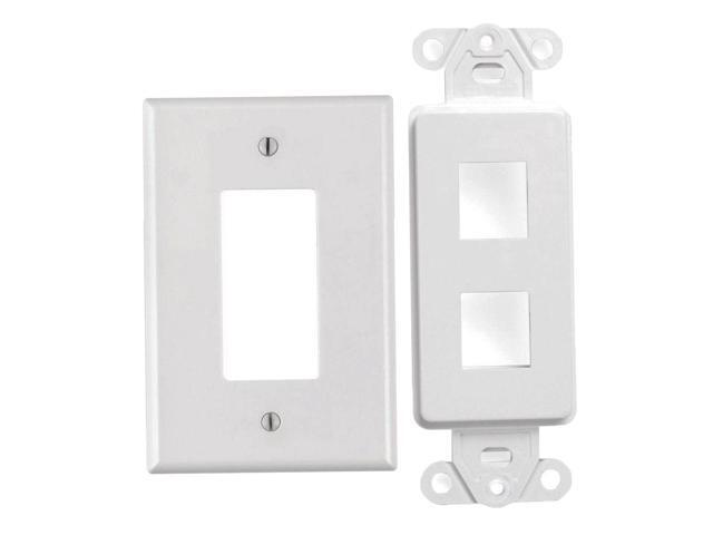 White 2 Port Decora Keystone Snap-in Jack Modular Wall Insert Cover Plate (1/pk)