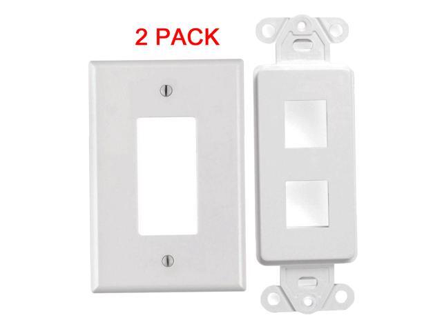 White 2 Port Decora Keystone Snap-in Jack Modular Wall Insert Cover Plate (2/pk)