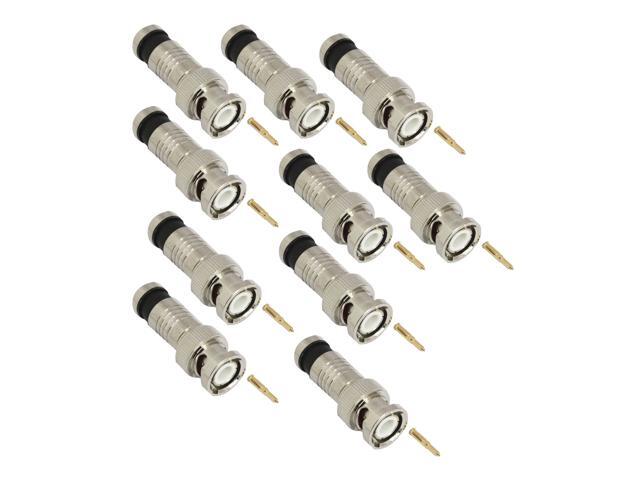 Premium Adapter BNC Compression Connector for CCTV Camera RG6 Coax Cables 10/pk